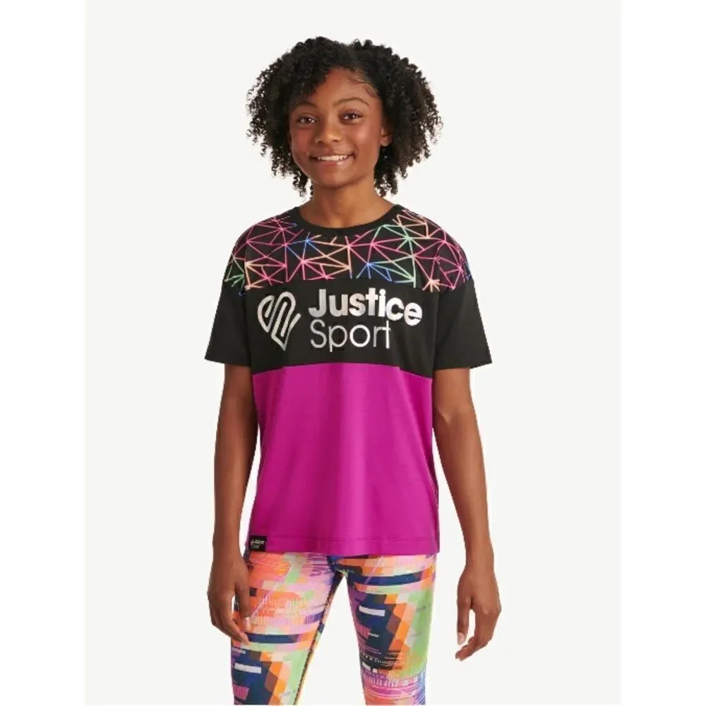 JUSTICE Girls J-Sport Blocked T-Shirts 2-Pack Size XL (16/18)